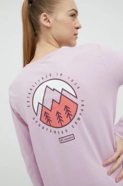 Γυναικεία Μακρυμάνικο Βαμβακερή μπλούζα με μακριά μανίκια Columbia ροζ