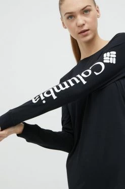 Γυναικεία Μακρυμάνικο Βαμβακερή μπλούζα με μακριά μανίκια Columbia μαύρο