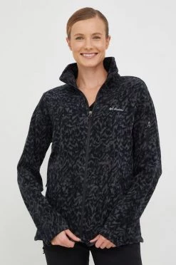 Γυναικεία Με φερμουάρ Αθλητική μπλούζα Columbia Fast Trek Printed χρώμα: γκρι