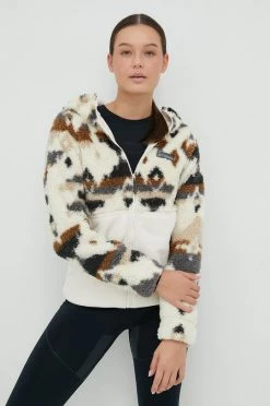 Γυναικεία Με φερμουάρ Αθλητική μπλούζα Columbia Winter Pass χρώμα: μπεζ, με κουκούλα