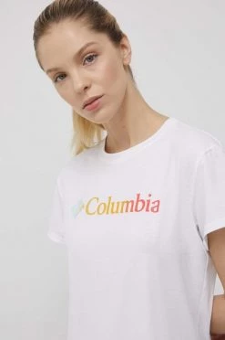 Γυναικεία Κοντομάνικο Αθλητικό μπλουζάκι Columbia Sun Trek Ss Graphic άσπρο