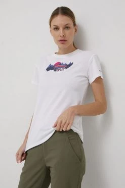 Γυναικεία Κοντομάνικο Αθλητικό μπλουζάκι Columbia Sun Trek Graphic άσπρο