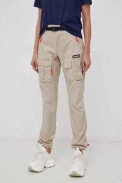 Γυναικεία Υφασμάτινα Παντελόνι Columbia χρώμα: κίτρινο