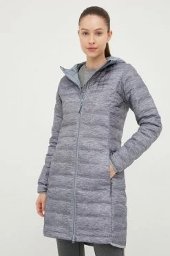 Γυναικεία Μακριά μπουφάν Πουπουλένιο αθλητικό μπουφάν Columbia , χρώμα: γκρι